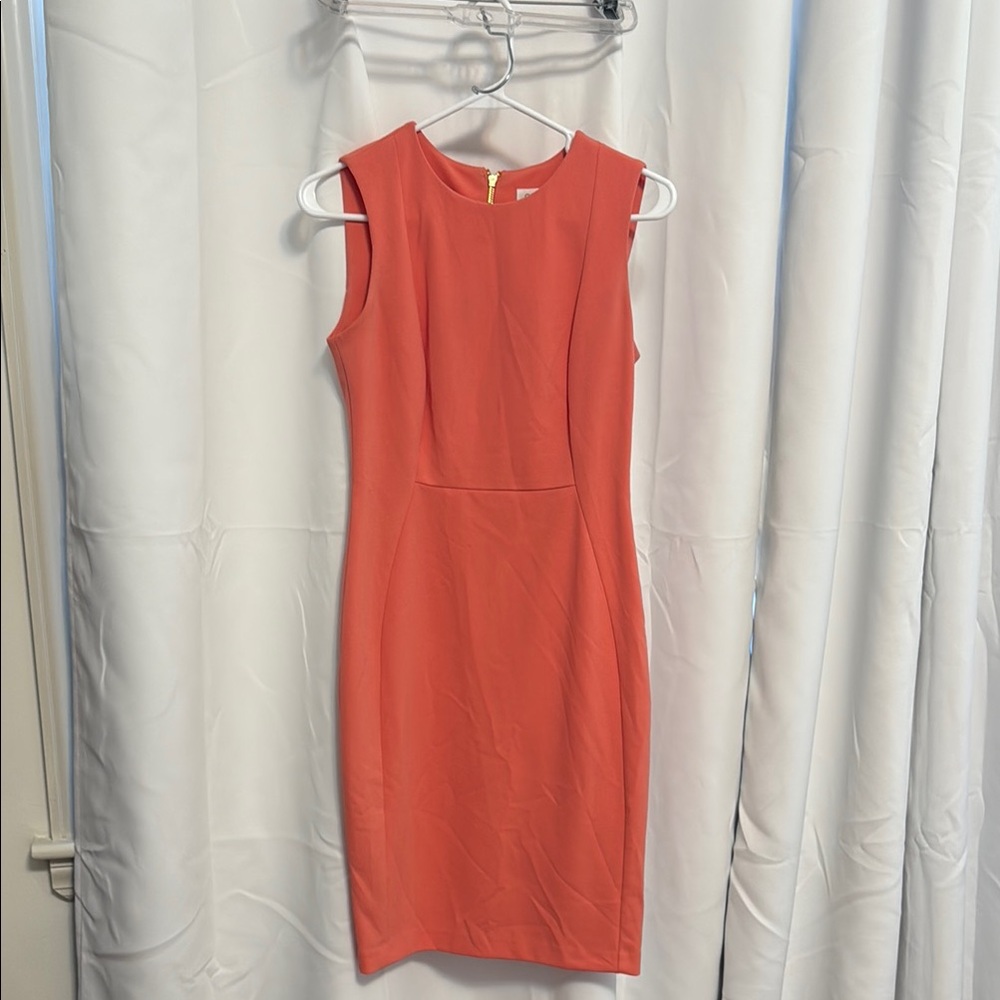 Calvin Klein Pink Sleeveless Sheath Midi Dress